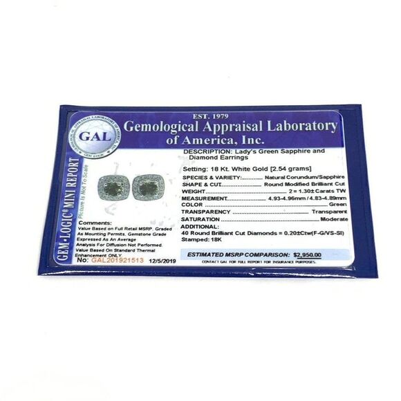 Diamond Sapphire Earrings 18k Gold 1.50 TCW Certified $2,950 921513 - Picture 9 of 9